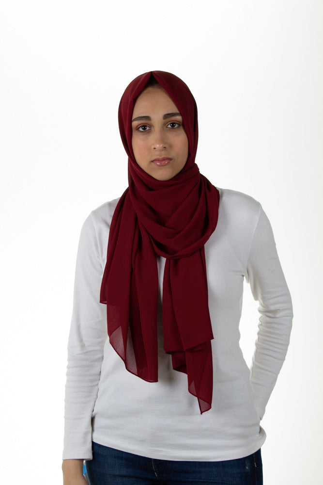maroon chiffon hijab