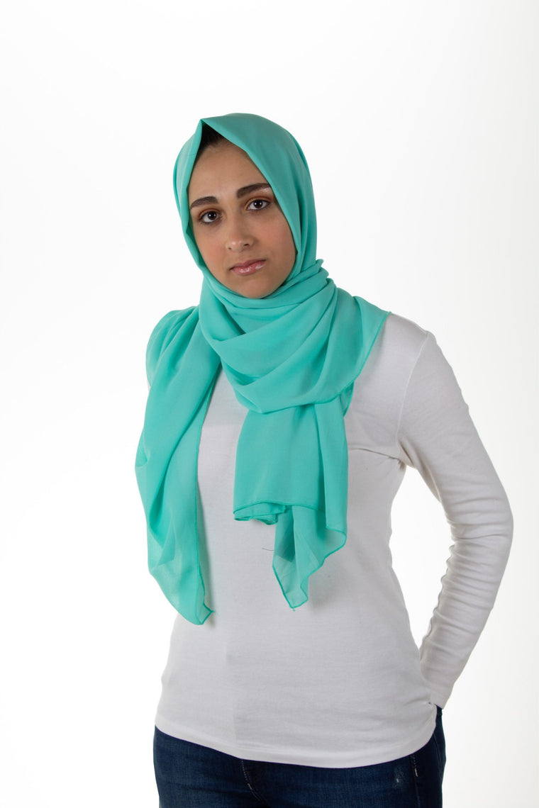 Premium Chiffon Hijab - Aqua Blue