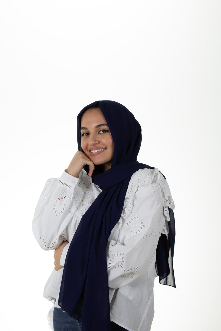Premium Chiffon Hijab - Navy Blue