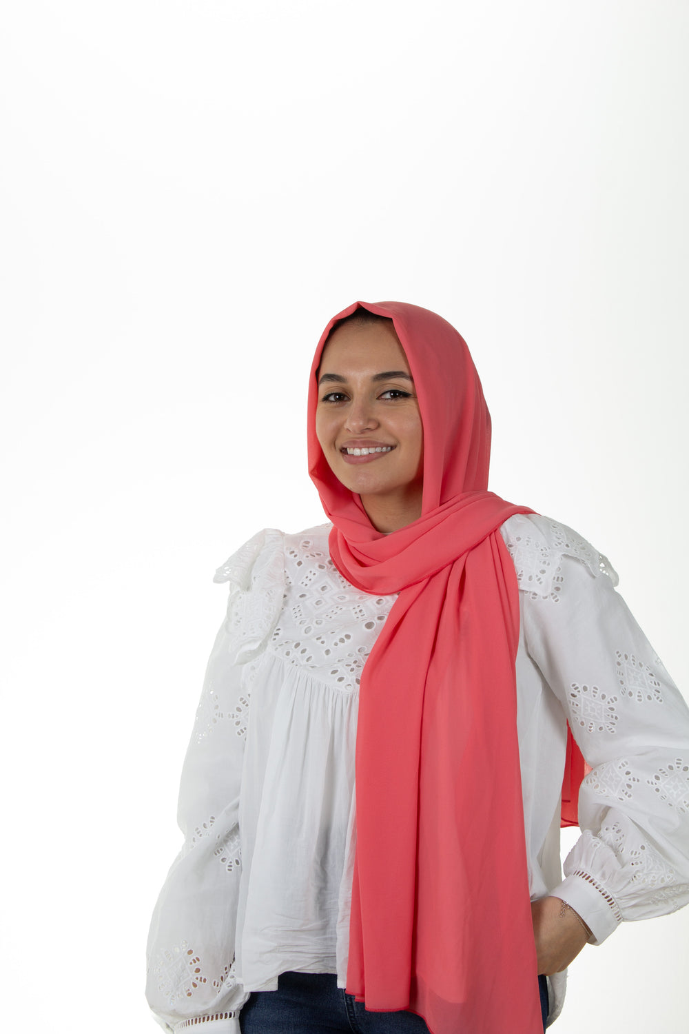 hot pink chiffon hijab