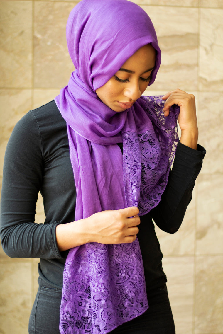 Modal Lace Hijab - Ultraviolet