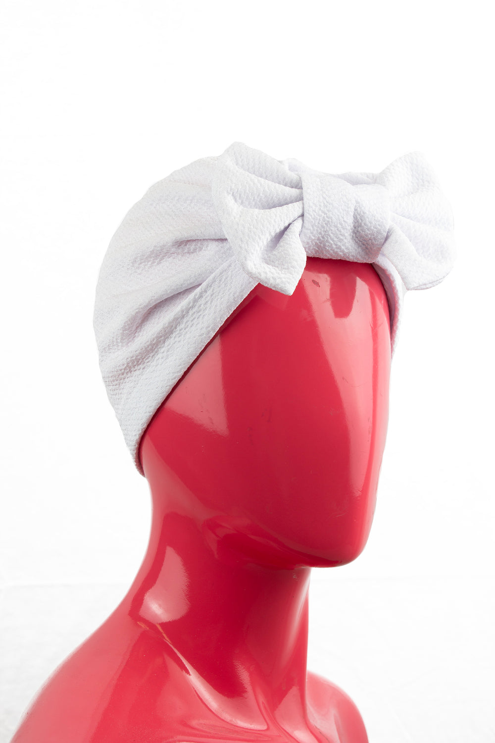 cotton turban with a bow on the front in white