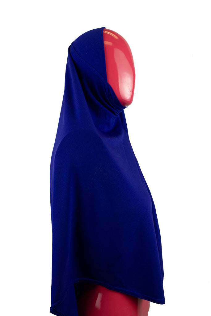 long solid royal blue one piece slip on hijab
