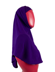 dark purple two piece slip on hijab that covers the chest 