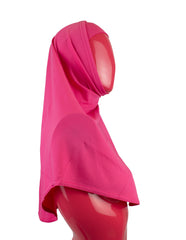 hot pink two piece slip on hijab that covers the chest 