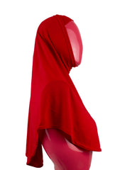 red two piece slip on hijab that covers the chest 
