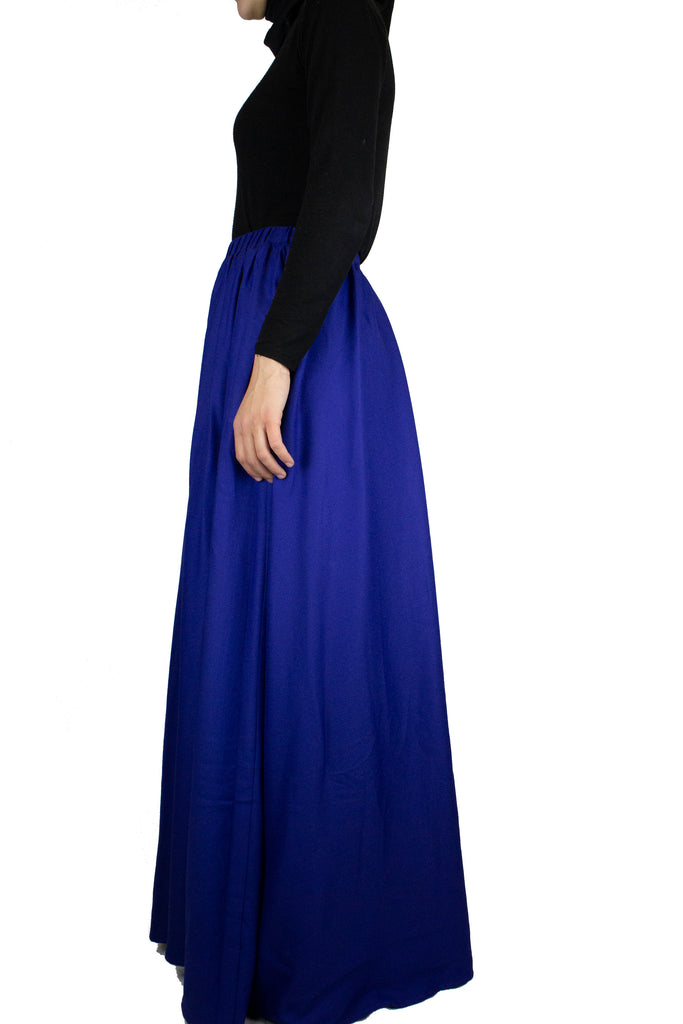 high waisted skirt in royal blue with pockets
