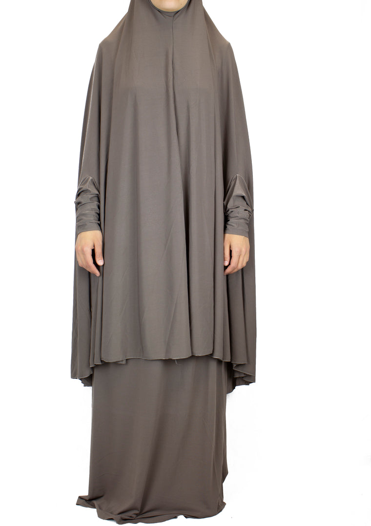 Extra Long Two-Piece Prayer Outfit with Sleeves - Taupe