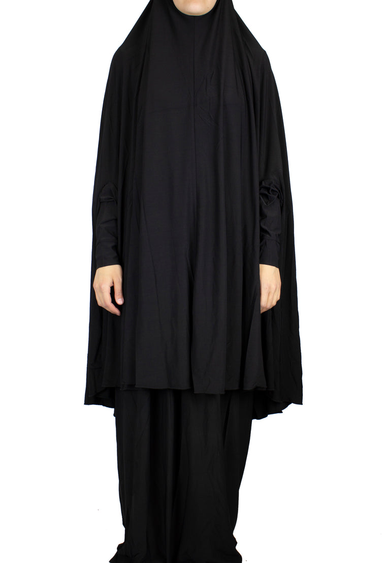 Extra Long Two-Piece Prayer Outfit with Sleeves - Black