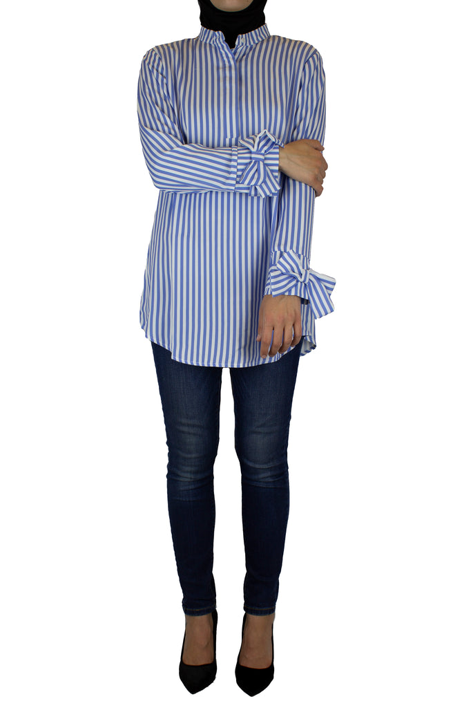 vertical striped shirt  Striped shirt women, Long sleeve chiffon shirt,  Blouses for women