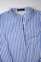 basic collar and buttons on white and blue striped blouse