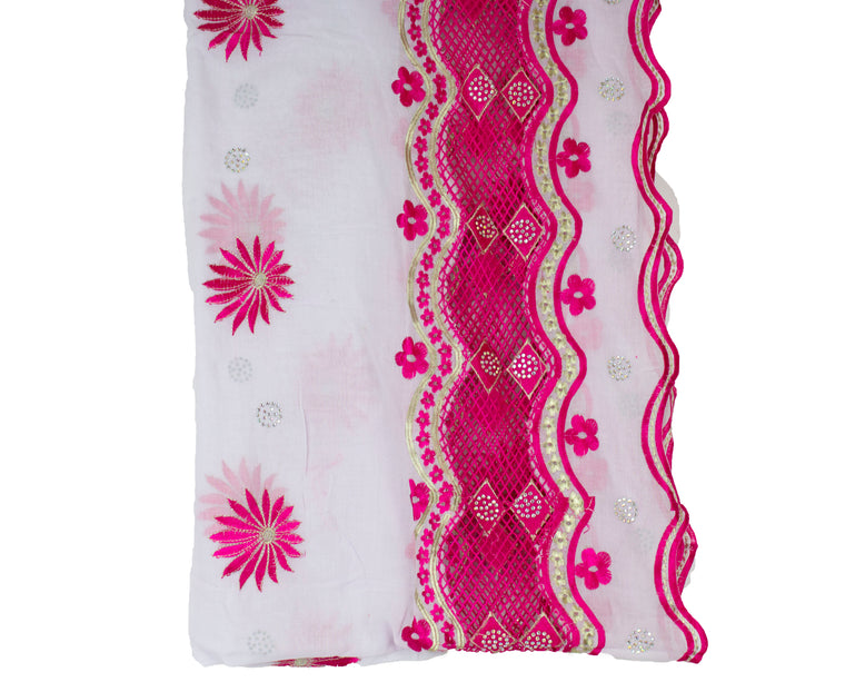 Mayafi Shawl Wrap - White & Pink