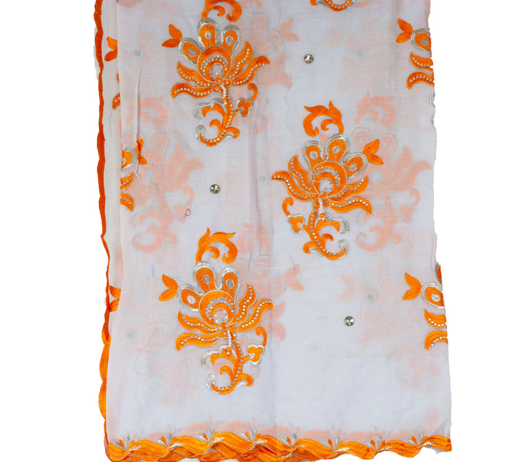 Mayafi Shawl Wrap - Orange & White