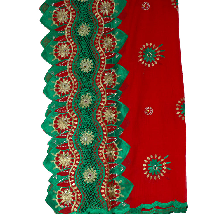 Mayafi Shawl Wrap - Red & Green