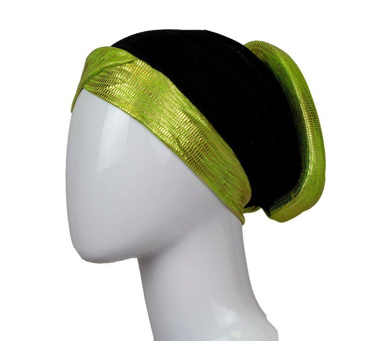 Velvet Bonnet Cap - Lime