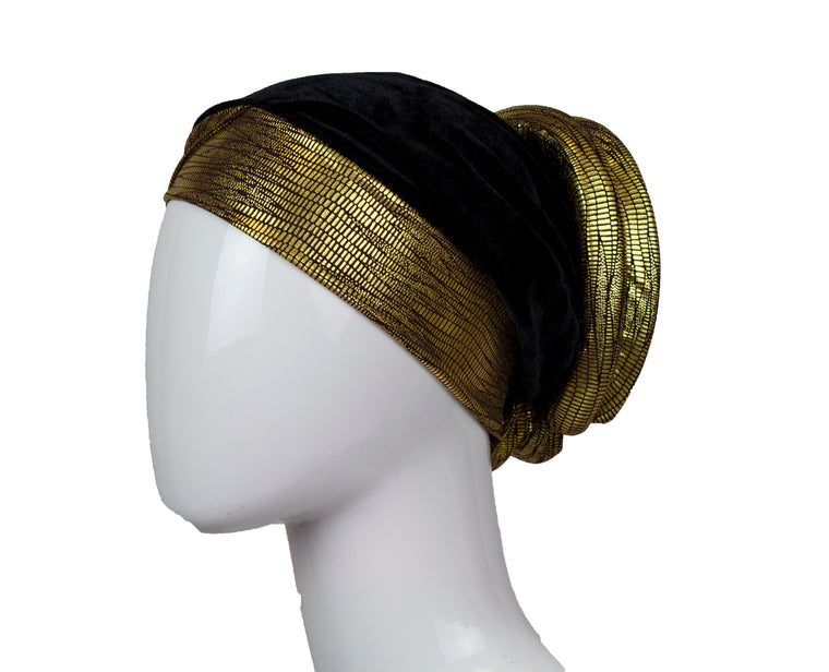 Velvet Bonnet Cap - Light Gold