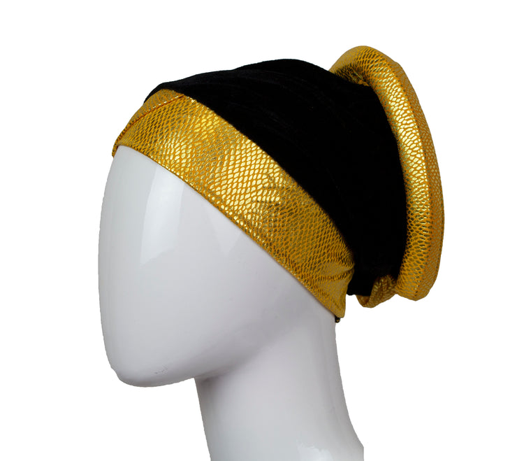 Velvet Bonnet Cap - Gold