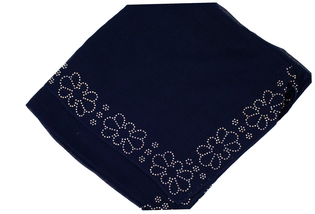 navy square hijab with jewels