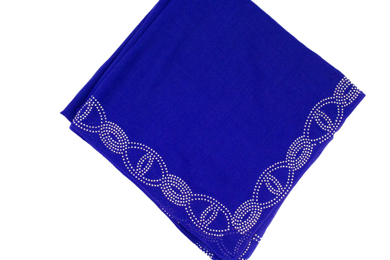 Gem Square Hijab - Royal Blue Twist