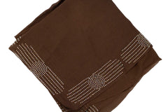brown square hijab with jewels along the edges