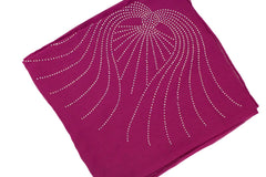 magenta square hijab with jewels in angel wings