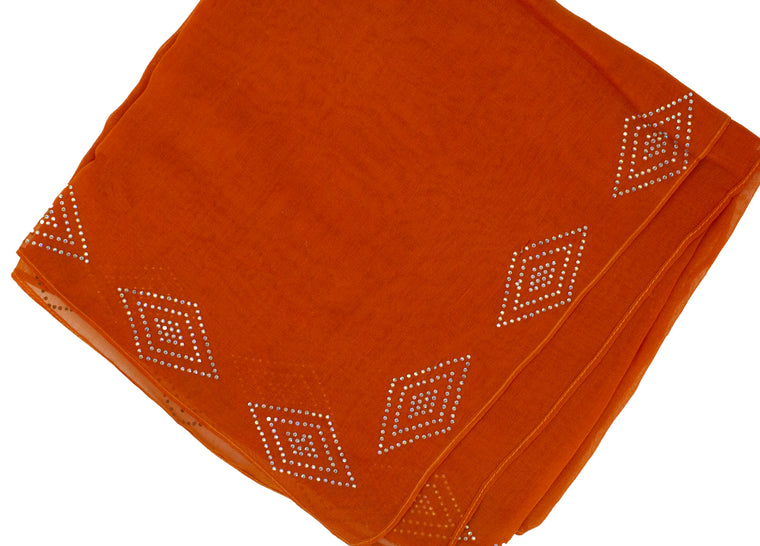 Gem Square Hijab - Orange Diamond