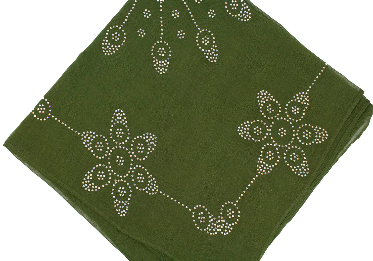 olive square hijab with jewels