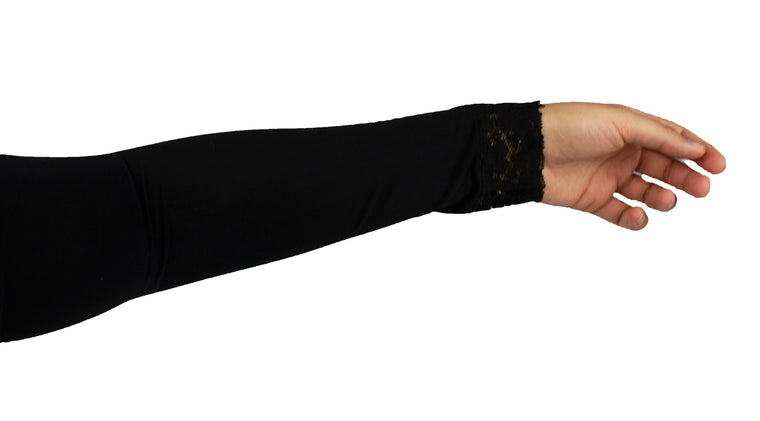 Lace Stretchy Sleeve Extender - Coal Black