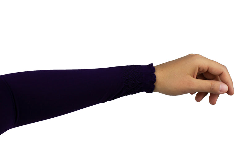 Frill Edge Stretchy Sleeve Extender - Deep Plum