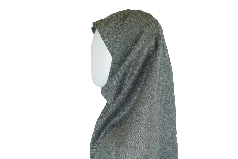 Two Piece Shimmer Jersey Hijab - Dark Gray