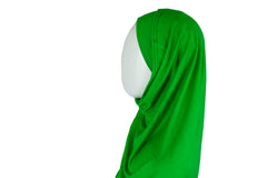 two piece slip on hijab in green jersey material