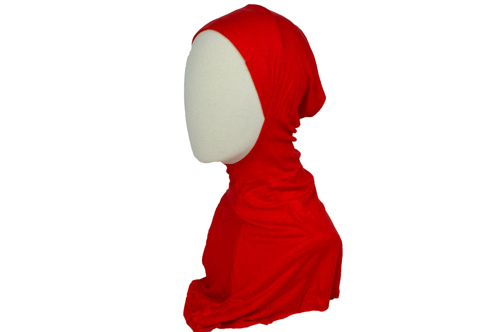 bright red ninja full coverage under scarf cap for the hijab