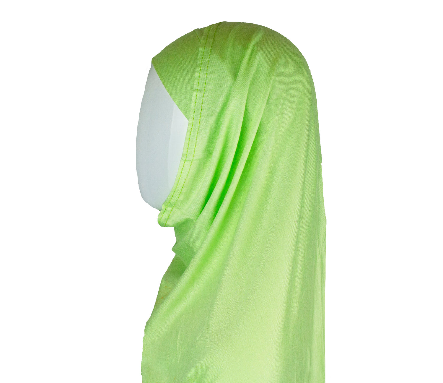 two piece slip on hijab in lime green jersey material