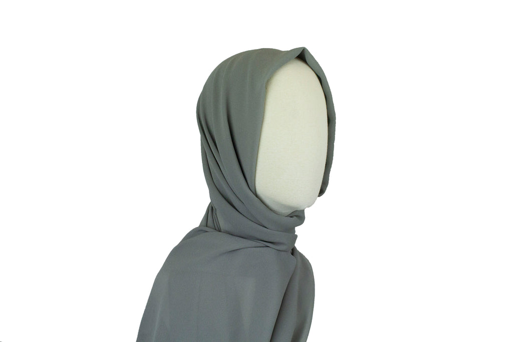 dark gray chiffon hijab