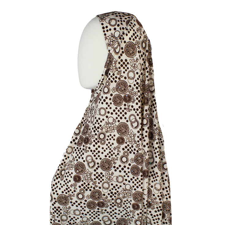 One-Piece Sequin Slip-on Khimar - Floral Circles