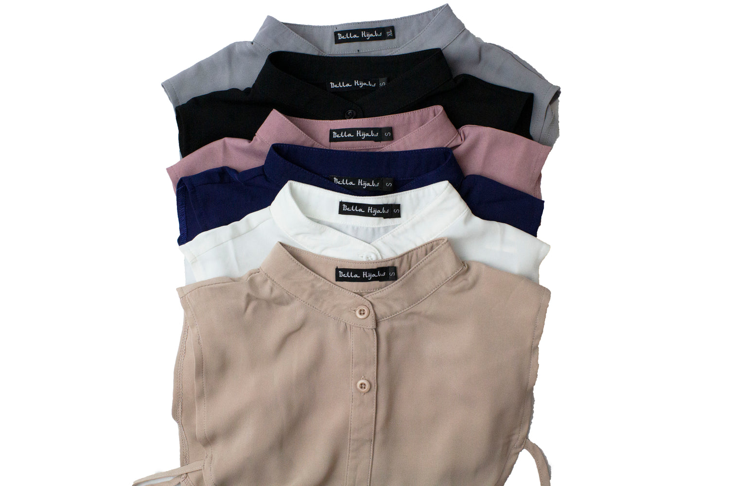 black, gray, mauve, white, and tan fake collars in a bundle 