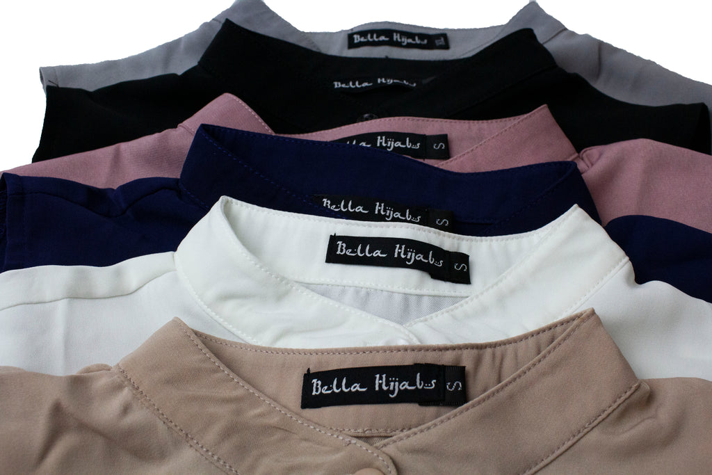 black, gray, mauve, white, and tan fake collars in a bundle 
