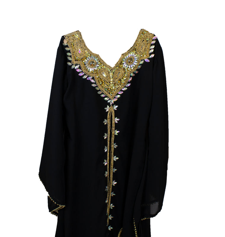 Girls Kaftan - Black and Gold