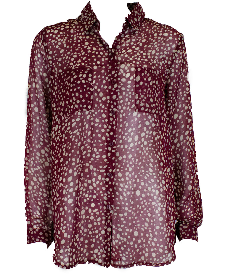 Spotted Button Up - Maroon