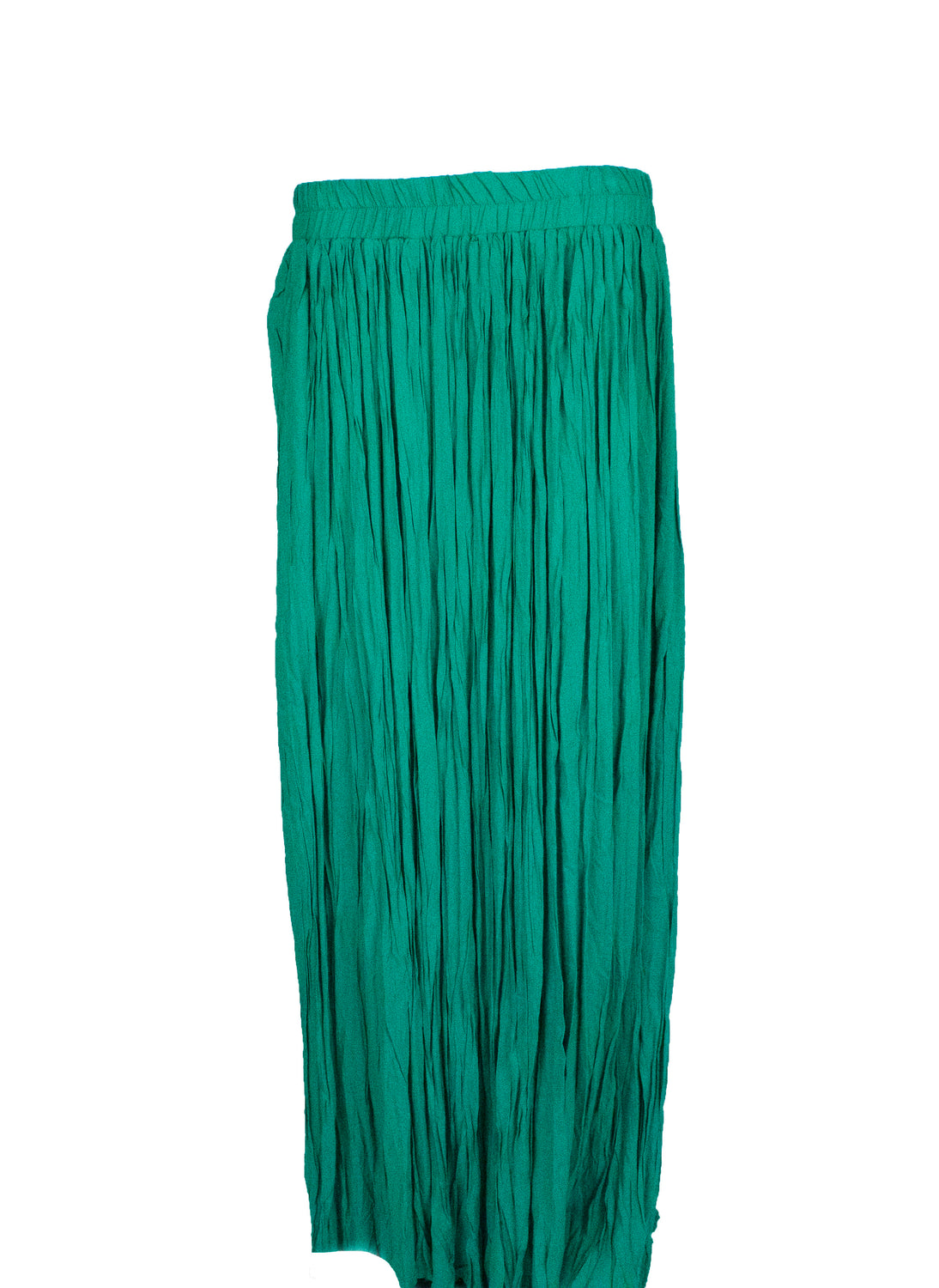 green pleated maxi skirt fully lined