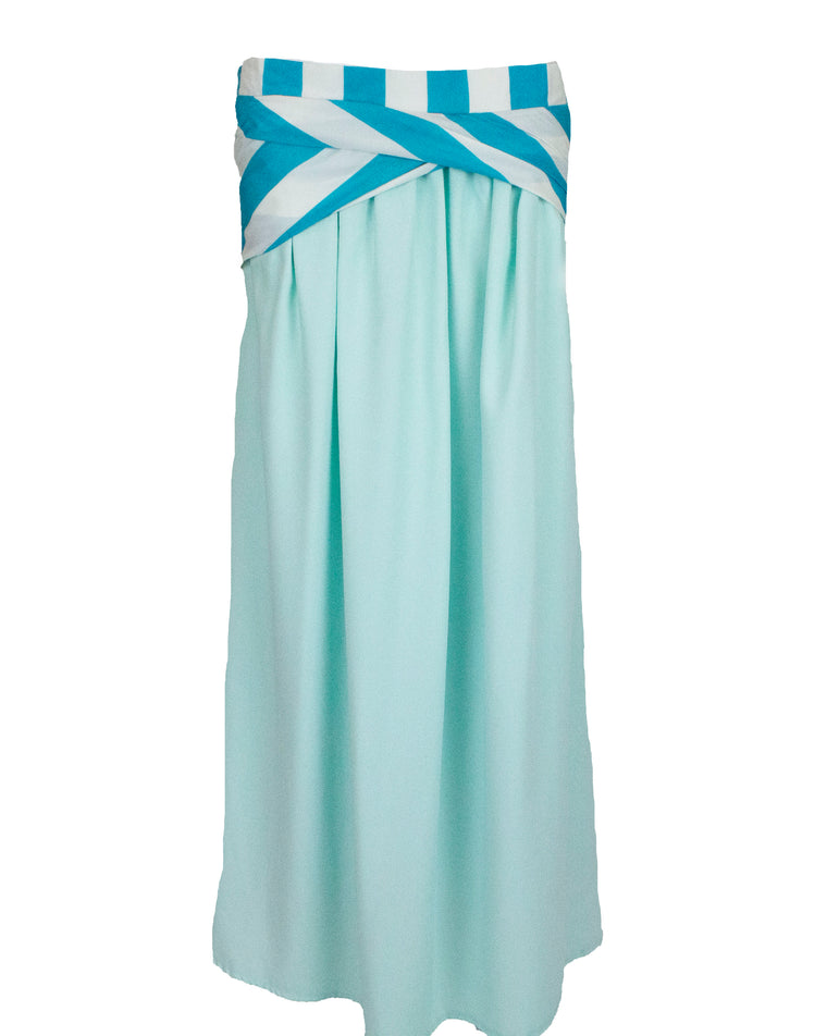Crepe Skirt with Satin Stripes - Cinderella Blue