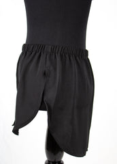 fake shirt extender in black with buttons and an elastic waistband