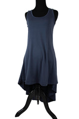 navy blue sleeveless maxi high low top 