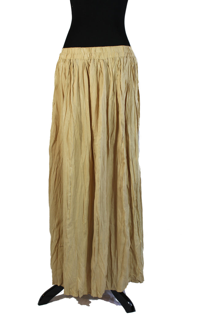 beige tan pleated maxi skirt