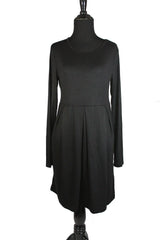 black long sleeved midi top with an aline and pleats