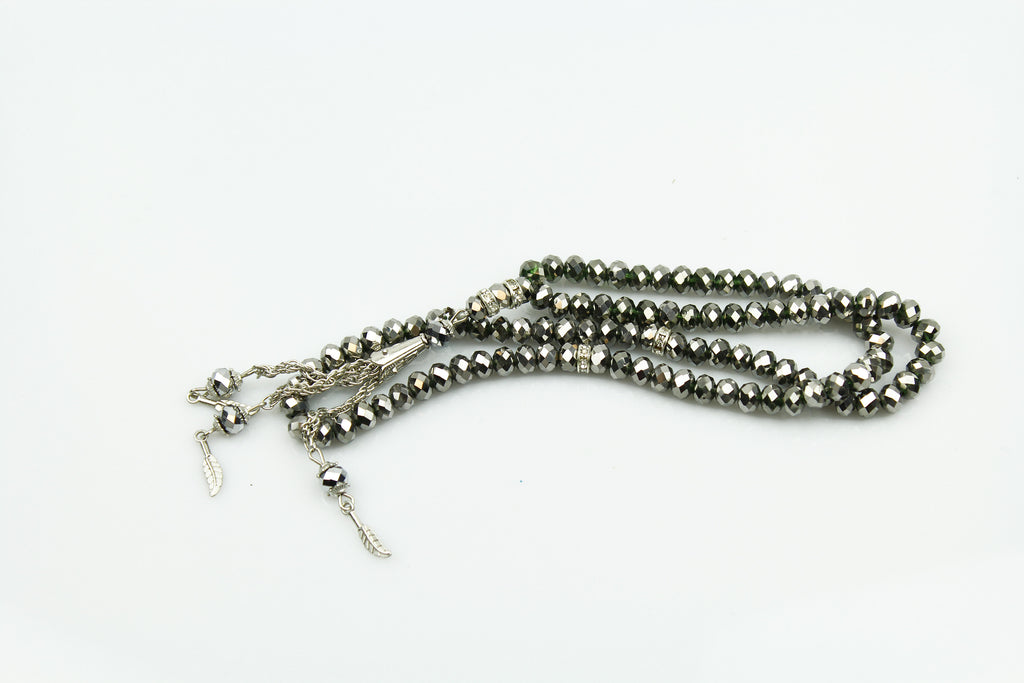 black metallic crystal tasbeeh with 99 beads