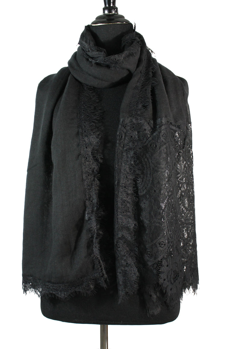 Premium Lace Hijab - Black