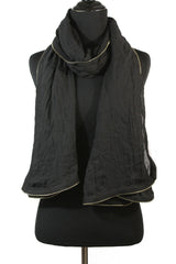 black solid viscose hijab with zipper edge trim