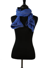 blue solid viscose hijab with zipper edge trim