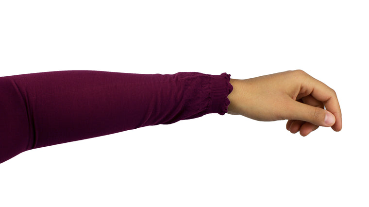 Frill Edge Sleeve Extender - Deep Burgundy
